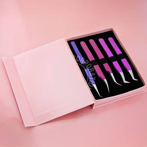 Pinzas para Extensión de Pestañas Rosadas, Más Vendidas, Punta de Fibra de 90 Volumen, 45 Grados, Punta Fina, Multiusos, Agarre Antideslizante - Product Image 1