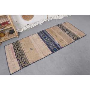 พรมวินเทจสไตล์ตุรกี ขนาด 2.6x6.4 ฟุต พรมสีเบจลายอิคัต - Product Image 4