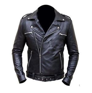 Esprit Classic Style Casual Designer <b>Biker</b> Leather <b>Jacket</b> High Quality Genuine Leather Winter Breathable Lining Satin Waterproof - Product Image 1