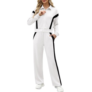 OEM Jogger Suit Stripe Loose para mujer Lounge Sets para mujer Sweatsuit 2 piezas Trajes Chaquetas y pantalones de chándal de pierna ancha conjunto 2026 - Product Image 2