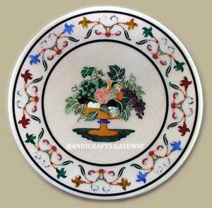 Decoration <b>White</b> Marble Inlay <b>Table</b> Top Home and Hotel Use From Indian Exporter Manufacturer for Tree Design Inlay Work <b>Table</b> - Product Image 1
