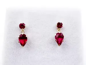 Women's 925 Sterling <b>Silver</b> 2CT Pear Cut Simulated Pink Ruby <b>Drop</b> <b>Earrings</b> Gold Plated for Weddings Parties Anniversaries Gifts - Product Image 5