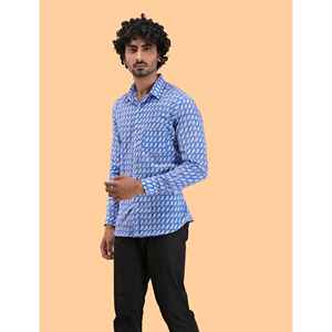 Chemise décontractée pour homme 100% coton imprimée à manches longues, motif floral paisley, tissu Oxford ou popeline, pour le travail, offre ODM - Product Image 4