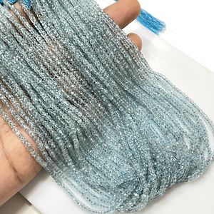 Cuentas facetadas en forma de Rondelle al por mayor, Topacio azul cielo, piedras preciosas naturales de 3mm para la fabricación de joyas - Product Image 3
