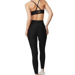 Conjunto de Yoga para Mujer de Alta Calidad, Liso, Teñido, de Spandex/Poliéster, Top de Moda, Transpirable, Ligero, Servicio OEM - Product Image 2