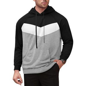 Sudadera con capucha de diseño de bloque de color para hombre con bolsillo de canguro mangas largas para la comodidad diaria de invierno y estilo casual de moda - Product Image 1