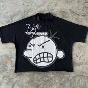 เสื้อยืดผู้ชายแบบบ็อกซี่ฟิตไซส์ใหญ่แนววินเทจผ้าคอตตอนทรงครอปไซส์ใหญ่ - Product Image 6