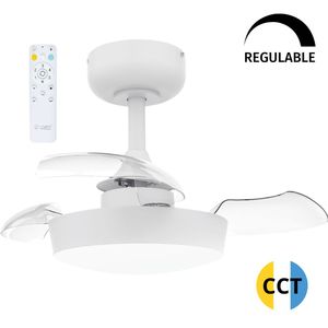 Ventilatore da soffitto CCT LED con 3 pale retrattili e telecomando, bianco, 55 cm (GSC 300005062) - Product Image 1