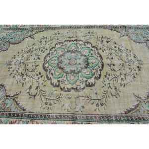 Alfombra Vintage, Alfombra Grande de 6.1x9.2 pies, Alfombra de Lana Verde Marrón - Product Image 5