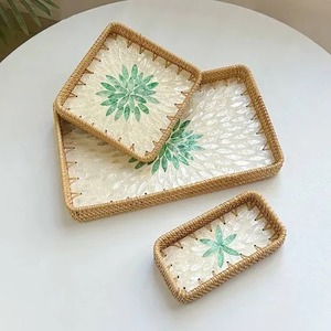Bandeja decorativa de madera con incrustaciones de madreperla, duradera, ecológica, hecha a mano, para hoteles, restaurantes, uso doméstico - Product Image 4