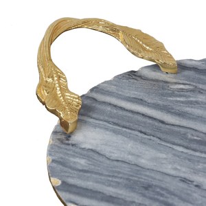 Nueva bandeja para servir de piedra de ágata con asa, forma redonda impermeable pulida para uso doméstico y hotelero - Product Image 2