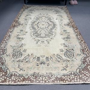 พรมขนาด 3.7x7.1 ฟุต, พรมตุรกีโบราณ, พรมขนสัตว์สีน้ำตาลลายนามธรรม - Product Image 2