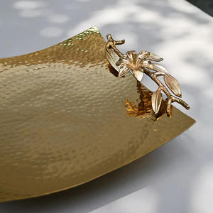 Plato cuadrado floral nuevo diseño de metal al por mayor varios tamaños moderno hecho a mano cuenco de aluminio tendencia centro de mesa - Product Image 5