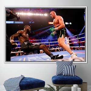 Deontay Wilder & Tyson Fury Gym Print Canvas Art, Décoration de boxe, 1P : encadré blanc - Product Image 1
