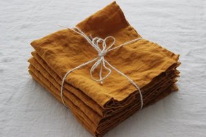 Serviettes en tissu carrées en coton biologique faites à la main, décorées avec des bords, pour mariage ou table de cuisine, lavables, personnalisables, Hankins Napkin - Product Image 3