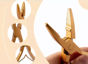 Alicates de extensión de cabello duraderos profesionales, Kit de herramientas de abalorios de acero inoxidable de grado quirúrgico, gancho de tracción más cercano, Micro anillo de bucle - Product Image 3