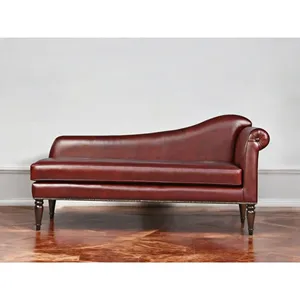 โซฟาสองที่นั่งหนังแท้ขาไม้สำหรับห้องนั่งเล่นอพาร์ทเมนต์มอล - Product Image 2