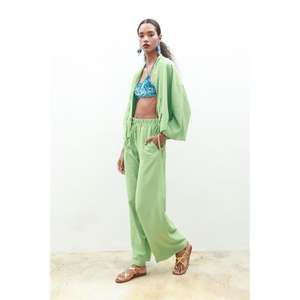 Traje de Pantalón Blanca Plazzo Crepe 9852 con Top - Product Image 4