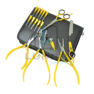 Kit de herramientas de extensión de cabello para colorear, alicates y alicates de presión Pro en cinta, color amarillo y plateado, proporciona marca personalizada gratis - Product Image 1