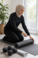 Ensemble deux pièces personnalisé pour femmes musulmanes, vêtements de sport modestes, survêtement à manches longues, séchage rapide, couvrance totale, fabriqué sur commande
