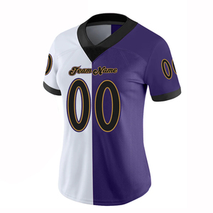 Camiseta de fútbol americano de último diseño, color blanco y morado con nombre y número de equipo personalizados, camiseta de malla de fútbol americano - Product Image 4