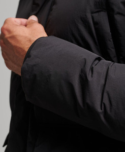 Unisex Warm Puffer Canvas Front Logo Hooded <b>Collar</b> Zipper Closure Cotton Filling Winter <b>Jacket</b> - Product Image 5