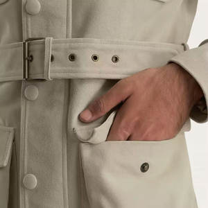 High Street Wear Abrigo de cuero de la mejor calidad para hombres Ropa de calle Abrigo de cuero de tela suave para hombres - Product Image 4