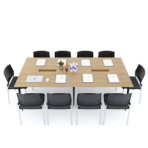 HBCO030 Conference <b>Table</b> Minimalist Design 240x120cm Plywood with Iron Adjustable Legs for <b>Office</b> Furniture Conference Room Use - Product Image 3