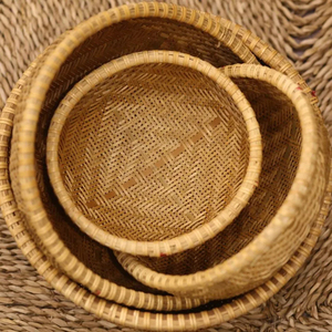 Very High Quality Set of 4 Bamboo <b>Basket</b> for Kitchenware Bamboo Storage <b>Basket</b> for Home Decoration Handmade From Vietnam - Product Image 1