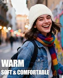 Gorro de Invierno Informal de Spandex/Poliéster con Forro Polar para Unisex, Gorros Suaves, Cálidos, Transpirables, Impermeables, con Bordado Sólido - Product Image 5