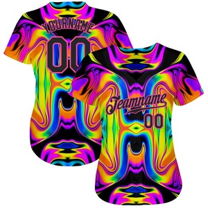 Camiseta de béisbol auténtica arte fluido remolino psicodélico iridiscente abstracto con diseño de patrón 3D personalizado - Product Image 2