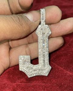 Premium Quality Customized J Diamond <b>Pendant</b> Necklace for <b>Men</b> and Women for Everyday Wear or Gifting Available for Best Price - Product Image 4