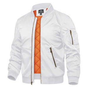 Chaquetas de bombardero de moda acolchadas hechas en Pakistán Color blanco Venta al por mayor Poliéster Letterman Hombres Chaqueta de Bombardero - Product Image 1