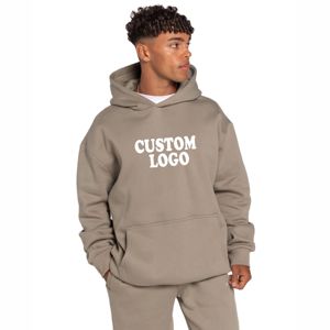 Fournisseur OEM Sweat à capuche en coton mélangé à épaules tombantes pour hommes, sweat-shirt à capuche épais et uni, pull-over personnalisé - Product Image 1