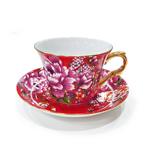 Juego de taza y platillo de cerámica floral Shin Tai Yuan con estampado por transferencia de agua, regalo promocional para el Día de la Madre, Navidad, Año Nuevo - Product Image 3