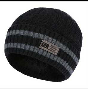 Gorro de punto cálido para exteriores de otoño e invierno para hombre a la moda, gorro transpirable de lana a rayas coloridas a la moda, patrón a cuadros - Product Image 4