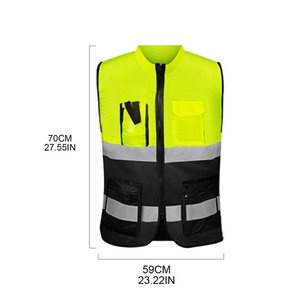 Chaleco de Seguridad Reflectante de Alta Visibilidad con Múltiples Bolsillos, Uniforme de Guardia de Seguridad, Chaqueta de Trabajo de Poliéster para Hombre, con Cierre - Product Image 4