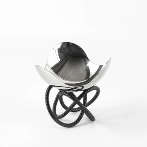 Ensaladera de Metal de diseño elegante antiguo, cuencos de Pedestal niquelados con soporte de hierro para fiesta, decoración moderna para el hogar, adiciones - Product Image 3