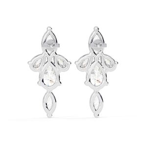 Marquise And Pear Cut Diamond Cluster <b>Big</b> <b>Earrings</b> For Women - Product Image 3