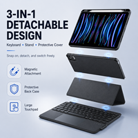 Étui clavier magnétique OEM à protection intégrale pour tablette avec pavé tactile, support amovible et emplacement pour stylet, pour la vente en gros