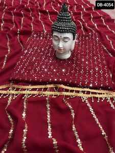 Las colecciones de Sari de Georgette de imitación de ropa informal y de festival más hermosas con Sari de calidad superior y precio bajo para mujer - Product Image 4