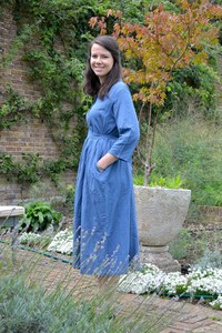 Robe en coton boutonnée bohème Sofia, décontractée, occasionnelle, été, bleu, robe pour femmes - Product Image 6