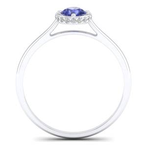 Anillo REYES de Plata de Ley 925 de Alta Calidad con Moissanita VVS y Halo Oculto con Gema de Tanzanita, Joyería de Regalo para Novia - Product Image 4