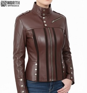 Chaqueta de cuero de invierno 2025 para mujer, tejida, transpirable, personalizable, de alta calidad - Product Image 3
