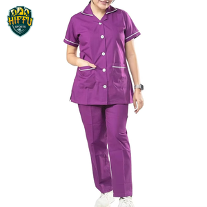 Tenues d'infirmière d'été de haute qualité pour femmes, couleur personnalisée, manches courtes, taille XL, uniformes d'hôpital 100% coton toile - Product Image 1