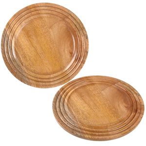 Assiette de présentation en bois gravée à bordure, assiette ronde naturelle décorative, assiette de table rustique en bois - Product Image 5