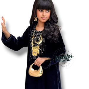 Robe Kaftan en Velours pour Femmes AWAIS HOUSE, Manches Longues, Ornements Perlés, Écologique, Modeste, Soirée Formelle, Simple - Product Image 6