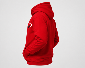 Sweat à capuche unisexe d'hiver en polaire rouge respirant, style urbain basique, avec imprimé dessin animé et poche, couleur audacieuse, coupe intemporelle, idéal à associer avec des jeans et des joggers - Product Image 4