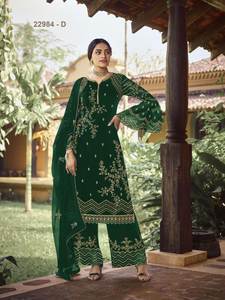 Trajes de 3 piezas bordados de estilo moderno de tela Georgette de imitación de alta calidad hechos a pedido 2025 disponibles a precio mayorista - Product Image 5