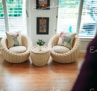 Ecowoodies Ensemble de mobilier d'extérieur traditionnel pour villa et jardin, avec coussins imperméables, fauteuils de relaxation et canapés gonflables en rotin, pour hôtels et parcs